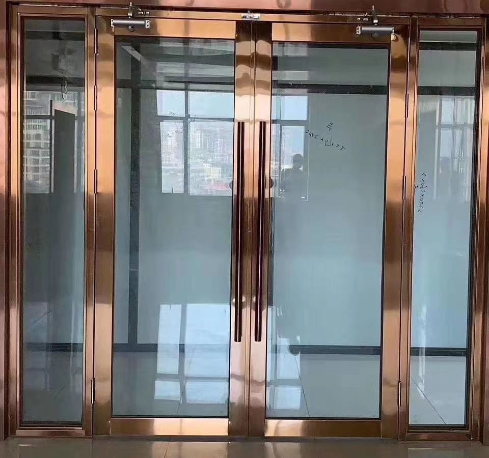 玫瑰金防火玻璃门